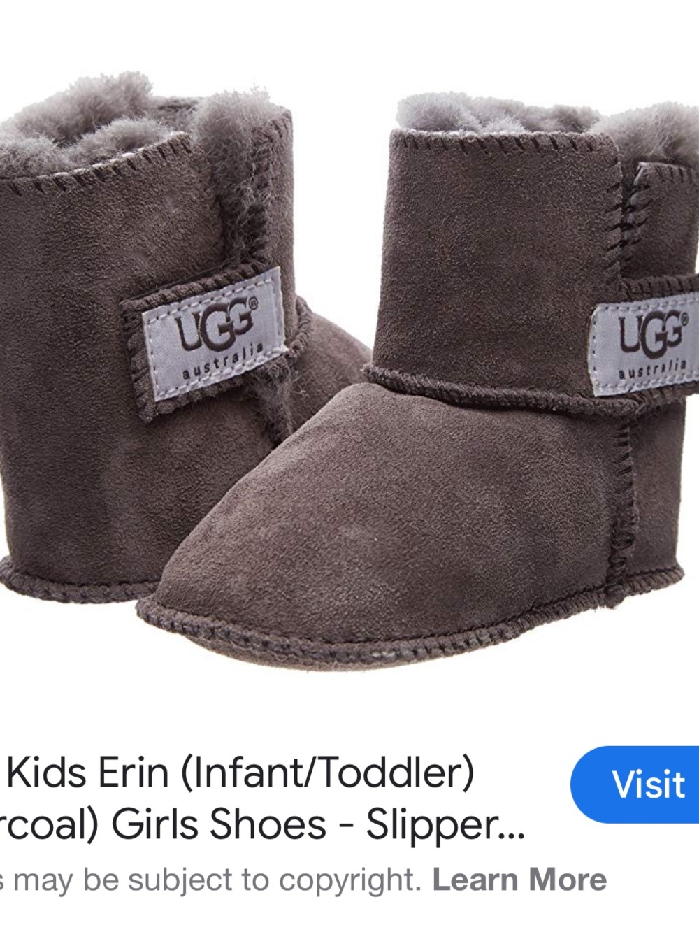 UGG Kids Erin Slipper Boots in Charcoal Brown